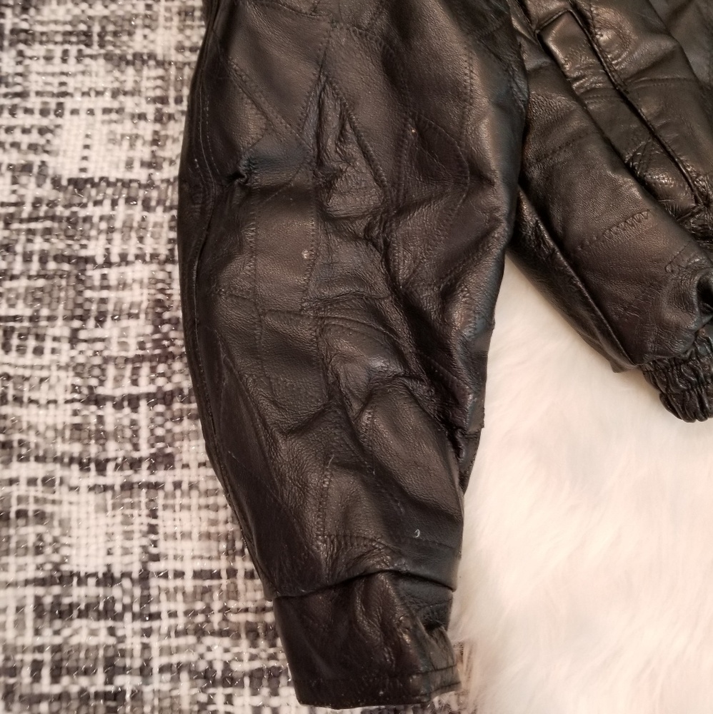 Cellini Vintage Leather Patchwork Bomber Jacket!! - image 6